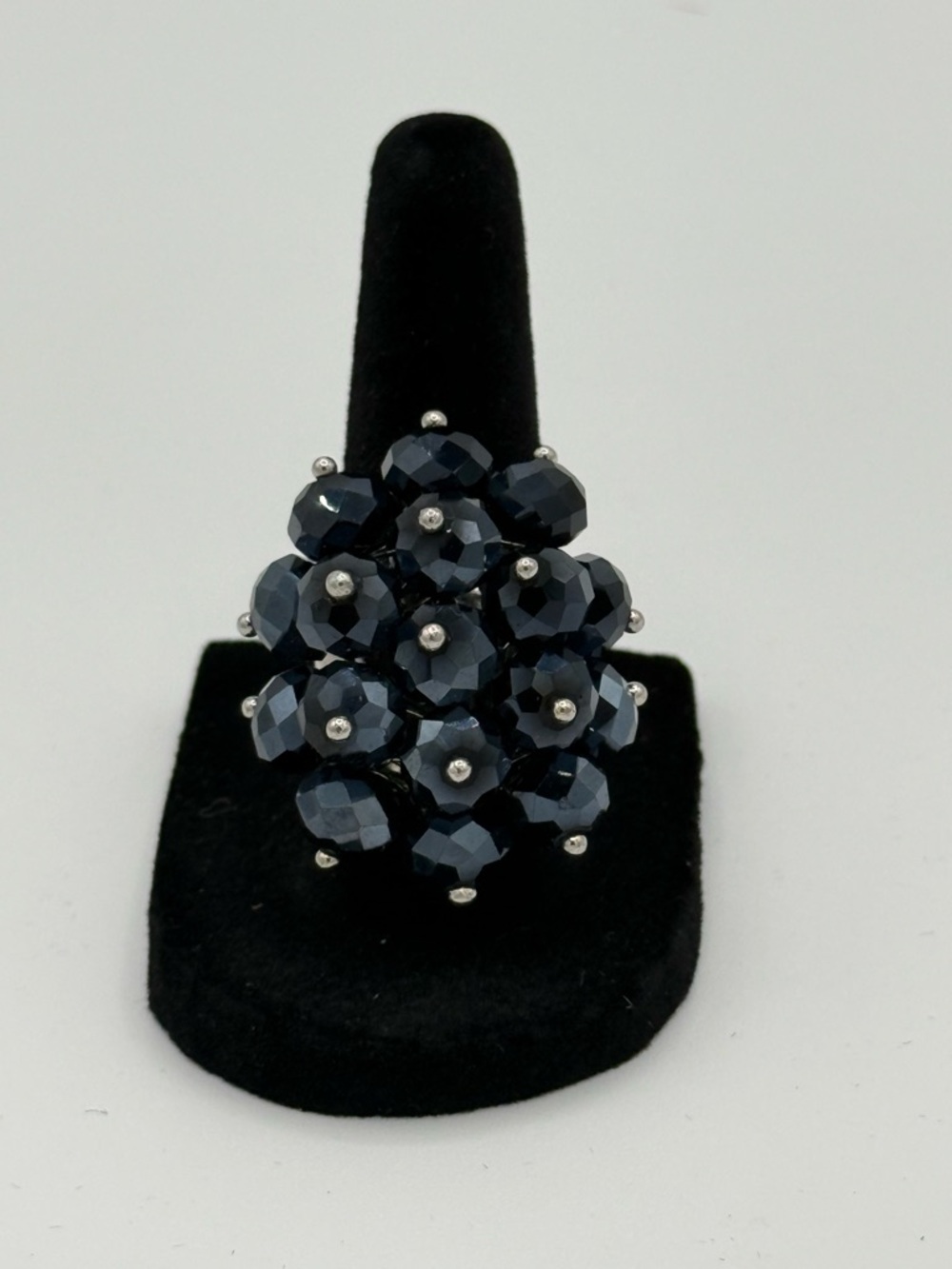 Cluster Bead Cocktail Ring - Navy